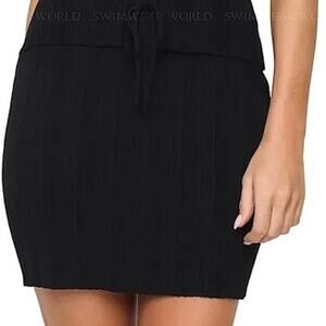 NWT L*SPACE Kasey Cover-Up Mini Skirt Black - Size: Medium